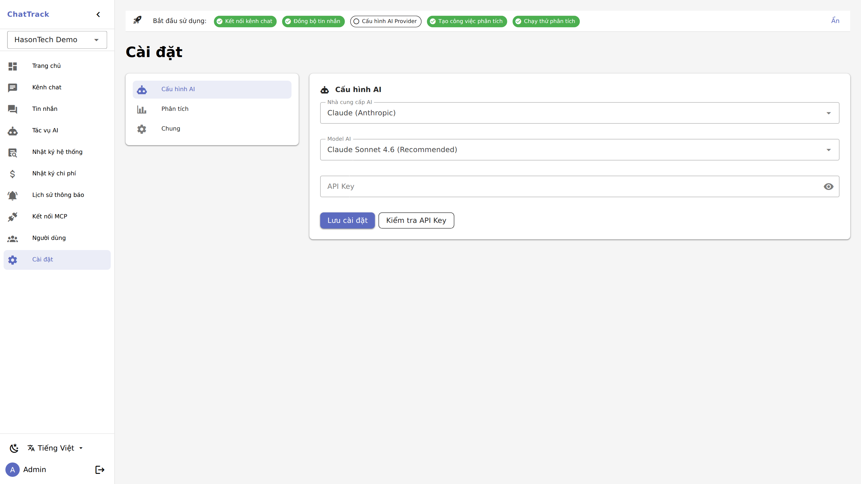 Cấu hình AI - chọn Claude hoặc Gemini
